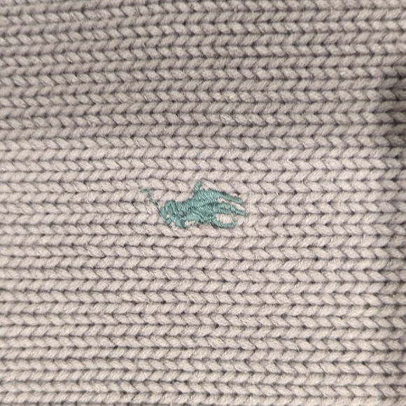 Polo V-neck Gray Cotton Sweater (Small) - Picture 2 of 5